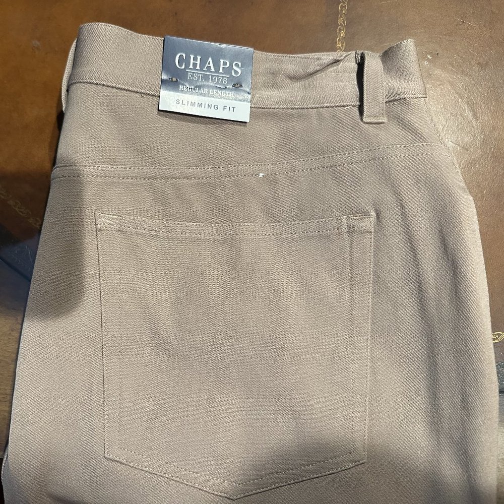 Chaps Women's Khaki/Taupe Pants Size 14 Slimming Fit NWT